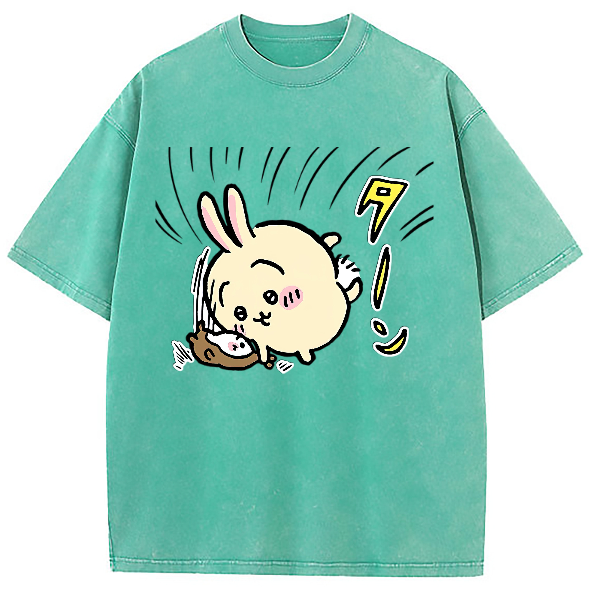 （画像用） ちいかわ うさぎ Chii-kawa usagi 綿100% ヴィンテージ風 半袖Tシャツ（フロントプリント）